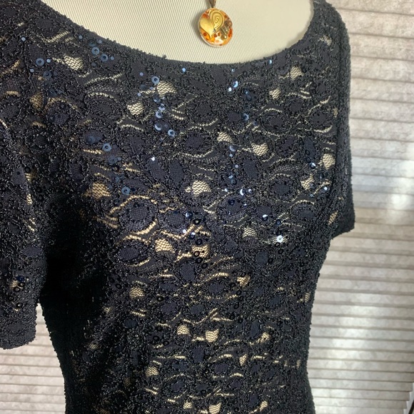 BADLEY MISCHKA Navy Sequined dress - Picture 2 of 10
